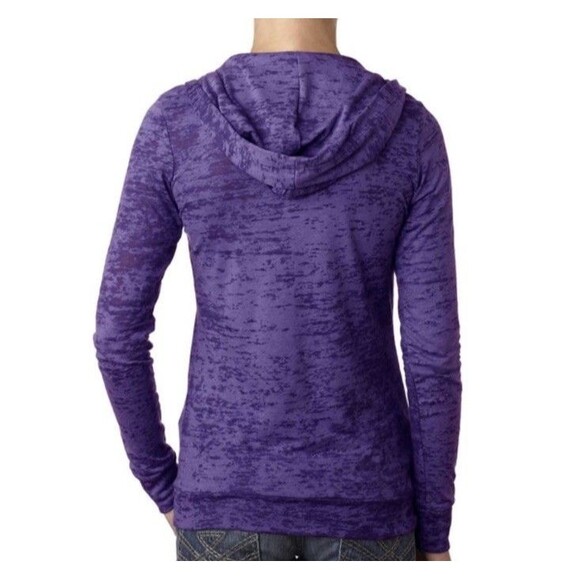 Women's Lightweight Burnout Hoodie Next Level Chic Soft Fabric Purple Size M - Picture 2 of 16